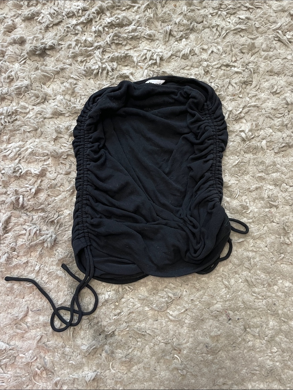 Princess Polly Black Ruched Drawstring Crop Top